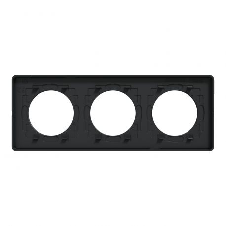 Plaque Odace Touch - Aluminium brillant fumé avec liseré anthracite - Triple horizontale et verticale