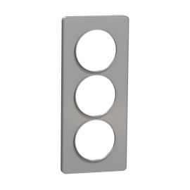 Plaque Odace Touch - Aluminium sans liseré - Triple verticale 57mm