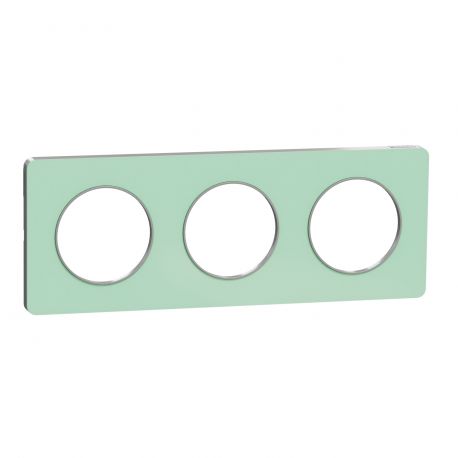 Plaque Odace Touch - Translucide vert avec liseré aluminium - Triple horizontale / verticale 71mm