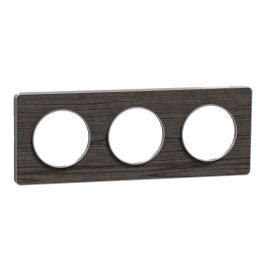 Plaque Odace Touch - Chêne astrakan noir avec liseré aluminium - Triple horizontale / verticale 71mm