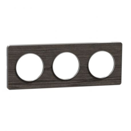 Plaque Odace Touch - Chêne astrakan noir avec liseré aluminium - Triple horizontale / verticale 71mm