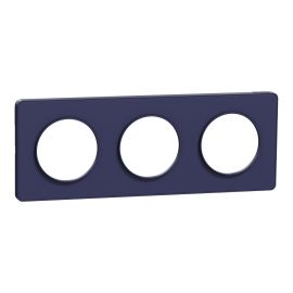 Plaque Odace Touch - Cobalt avec  liseré - Triple horizontale / verticale 71mm