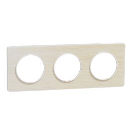 Plaque Odace Touch - Bois nordique avec liseré blanc - Triple horizontale / verticale 71mm
