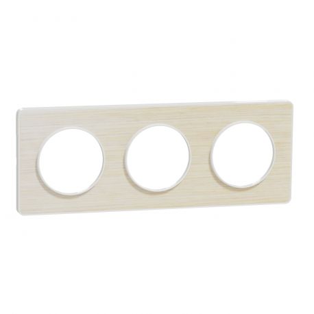 Plaque Odace Touch - Bois nordique avec liseré blanc - Triple horizontale / verticale 71mm