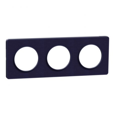 Plaque de finition 3 postes Kvadrat Odace Touch Schneider Electric - Clipsable - Roi/Cobalt
