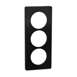 Plaque Odace Touch - Aluminium brillant fumé avec liseré anthracite - Triple verticale