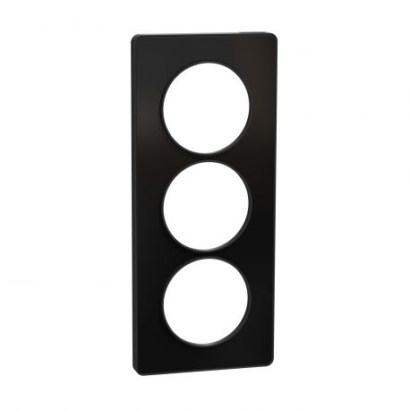 Plaque Odace Touch - Aluminium brillant fumé avec liseré anthracite - Triple verticale