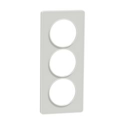 Plaque Odace Touch - Translucide blanc avec liseré blanc - Triple verticale 57mm