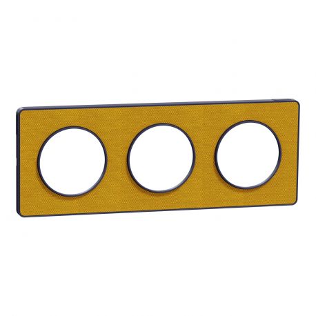 Plaque de finition 3 postes Kvadrat Odace Touch Schneider Electric - Clipsable - Ocre/Cobalt