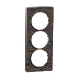 Plaque Odace Touch - Chêne astrakan noir avec liseré aluminium - Triple verticale 57mm