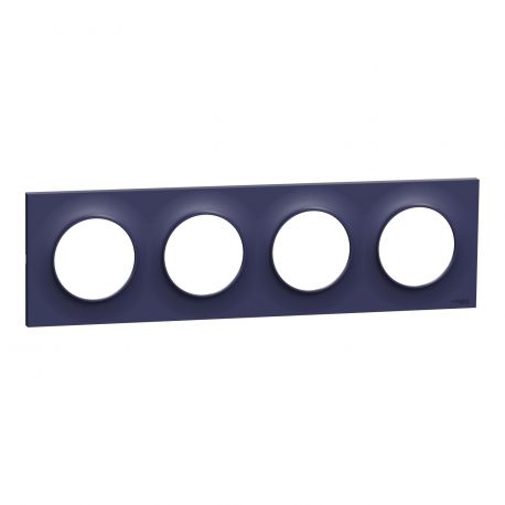 Plaque Odace Styl Schneider Electric - Cobalt - Quadruple Horizontale / Verticale 71mm