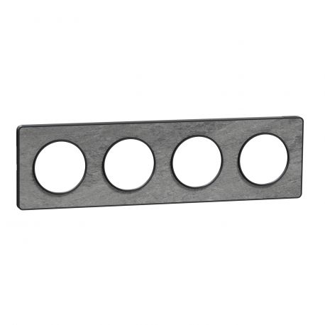 Plaque Odace Touch - Pierre galet avec liseré anthracite - Quadruple horizontale et verticale