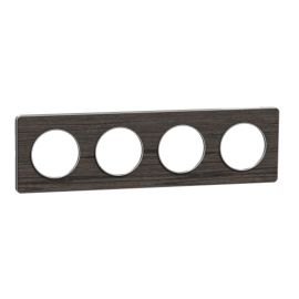 Plaque Odace Touch - Chêne astrakan noir avec liseré aluminium - Quadruple horizontale / verticale 71mm
