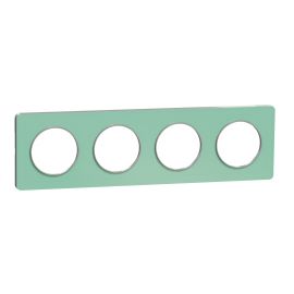 Plaque Odace Touch - Translucide vert avec liseré aluminium - Quadruple horizontale / verticale 71mm