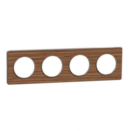 Plaque Odace Touch - Wengé avec liseré aluminium - Quadruple horizontale / verticale 71mm