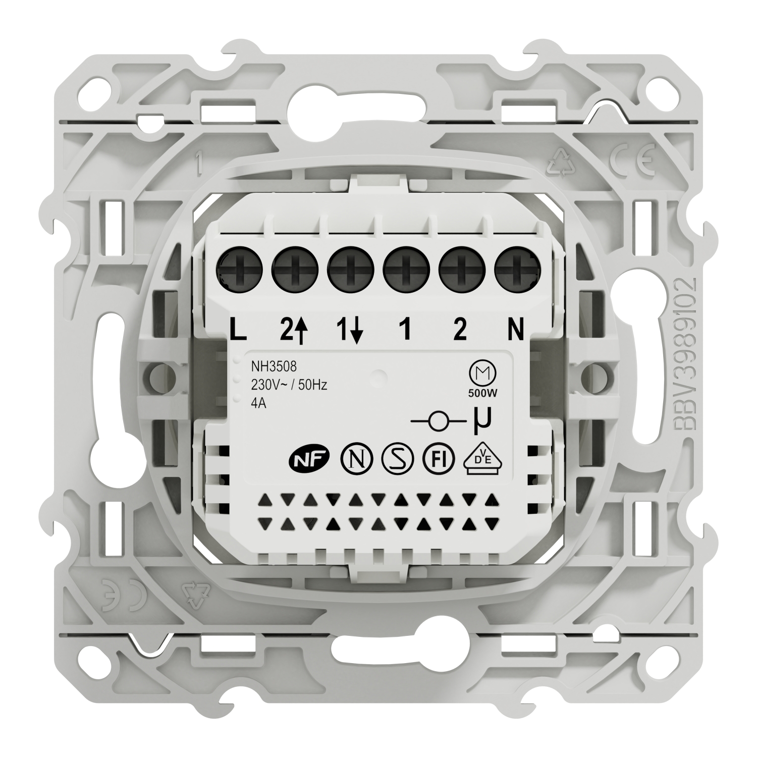 Interrupteur 3 boutons pour volets-roulants Odace S525208 Blanc brillant Schneider Electric