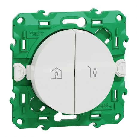 Commande groupée Odace Sans Fil Sans Pile Schneider Electric - 1 logement - Scène entrée/sortie - Blanc