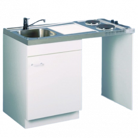 Meuble sous évier lave-vaisselle Aquarine - 1 porte + jambage - L120cm - Blanc