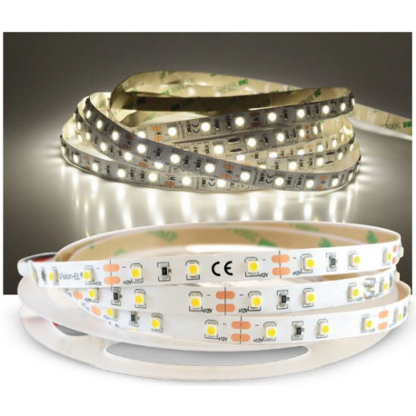 Ruban LED non gainé Miidex - 5m - 5W/m - 12V - 4000K - IP20 - Dimmable