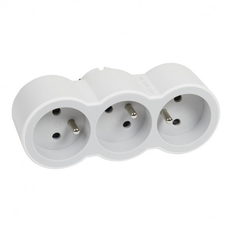 KDO Fiche multiprises Legrand - 3x2P+T frontales 16A - 3680W - Blanc/Gris