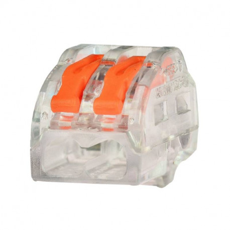 Borne de connexion à levier 2 entrées Capri - Pour fils souples et rigides 0,2 a 4mm2 - 24A - 450V