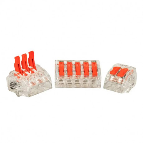 Valisette de 400 bornes de connexion à levier Capri - 2,3 et 5 entrées - Pour fils souples et rigides 0,2 a 4mm2 - 24A - 450V