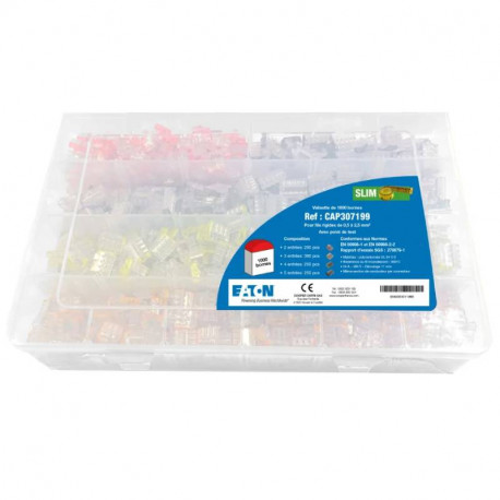Valisette de 1000 bornes de connexion SLIM Capri - 2 à 5 entrées - Pour fils rigides 0,5 a 2,5mm2 - 24A - 450V