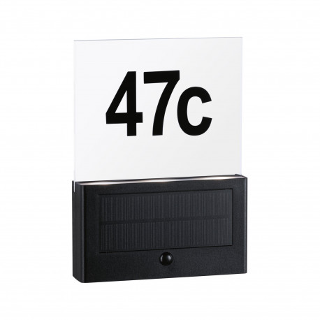 Numéro de maison extérieur solaire Neda IP44 3000K PIR Anthracite