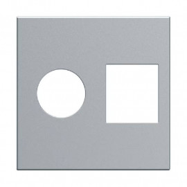 Enjoliveur prise TV+RJ Gallery Hager - 2 modules - Titane