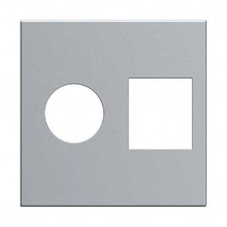 Enjoliveur prise TV+RJ Gallery Hager - 2 modules - Titane