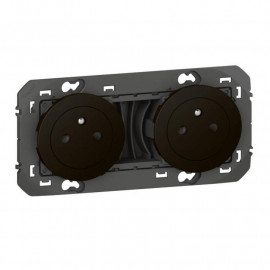 Double prise de courant Dooxie Hager - 2P+T - 16A - Noir mat