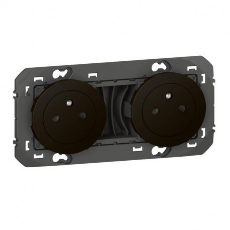 Double prise de courant Dooxie Hager - 2P+T - 16A - Noir mat