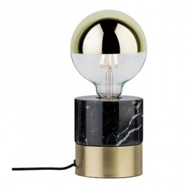 KDO Lampe à poser Vala - 20W - E27 - Sans ampoule - Dimmable - Marbre noir/Laiton