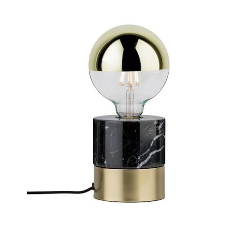 KDO Lampe à poser Vala - 20W - E27 - Sans ampoule - Dimmable - Marbre noir/Laiton