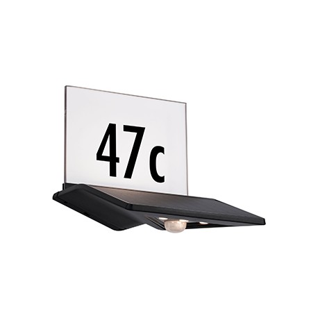 KDO Applique solaire Yoko - Numéro de maison - Anthracite - 1,2W - 3000K - IP44 - Avec détecteur - Non dimmable
