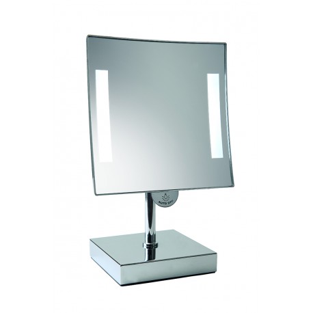 KDO Miroir à poser Galaxy lumineux grossissant X3 sensitif - Led - Laiton chromé/noir - Pile - Tubulaire