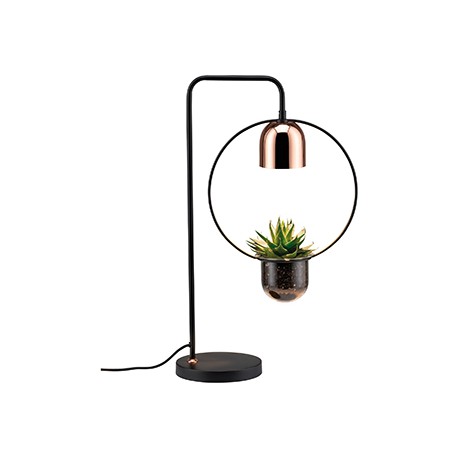 KDO Lampe à poser Fanja - 20W Max - GU10 - 230V - Noir/Cuivre - Sans ampoule