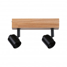 Spot orientable 2 flammes Arvid Paulmann - 2x20W max - E27 - IP20 - Noir/bois - Dimmable