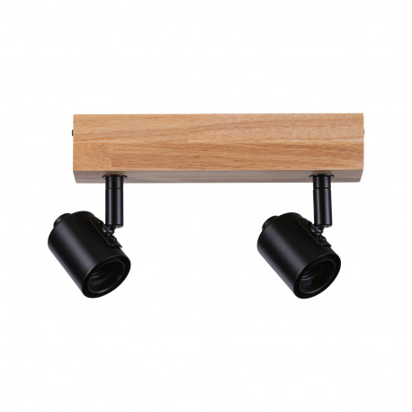 Spot orientable 2 flammes Arvid Paulmann - 2x20W max - E27 - IP20 - Noir/bois - Dimmable