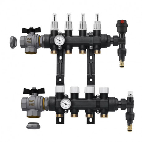 Kit collecteur plancher chauffant RBM - 6 départs - Polymère