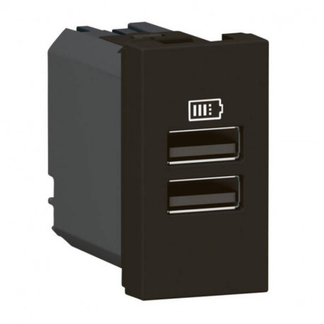Prise USB double type-A Mosaic Legrand - 3A - 15W - 1 module - Noir mat