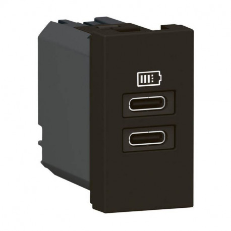 Prise USB double type-C Mosaic Legrand - 3A - 15W - 1 module - Noir mat
