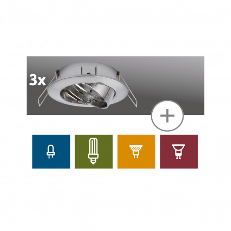 ENC 2Easy Premium kit de 3 spots orientable 51 mm Acier brossé