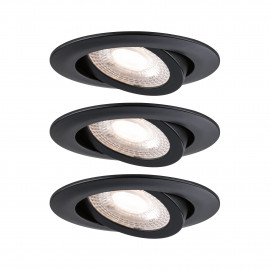 Lot de 3 spots LED encastrés orientables Paulmann - Ø82mm- 3x6W - 3000K - Noir - 3-Step-Dim