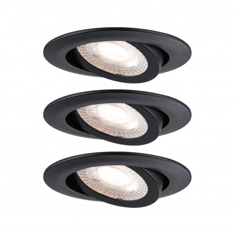 Lot de 3 spots LED encastrés orientables Paulmann - Ø82mm- 3x6W - 3000K - Noir - 3-Step-Dim
