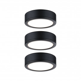 Kit spots sous meuble Pukk Paulmann - 3x3W - 210lm - 2700K - Plastique - Noir