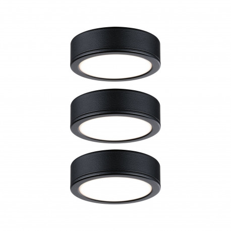 Kit spots sous meuble Pukk Paulmann - 3x3W - 210lm - 2700K - Plastique - Noir