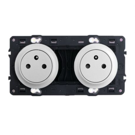 Prise précablée Surface 2x2 P+T 16A - Complet - Blanc