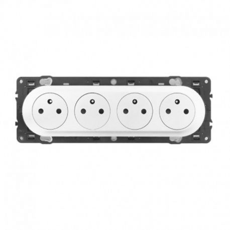 Prise précablée Surface 4x2 P+T 16A - Complet - Blanc