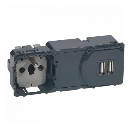 Prise précablée Surface 2 P+T 16A + chargeur USB